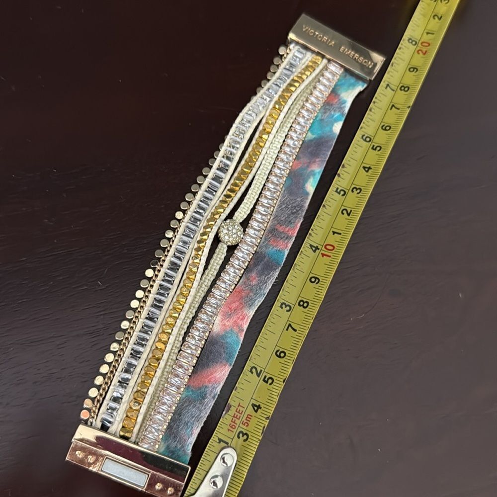 Layered Cuff Bracelet – Tie-Dye Suede, Beads, Crystal Accent - Picture 7 of 8